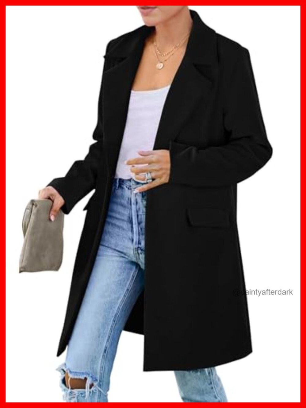 Loose Fit Long Sleeve Notch Lapel Blazer Jacket with Flap Pockets